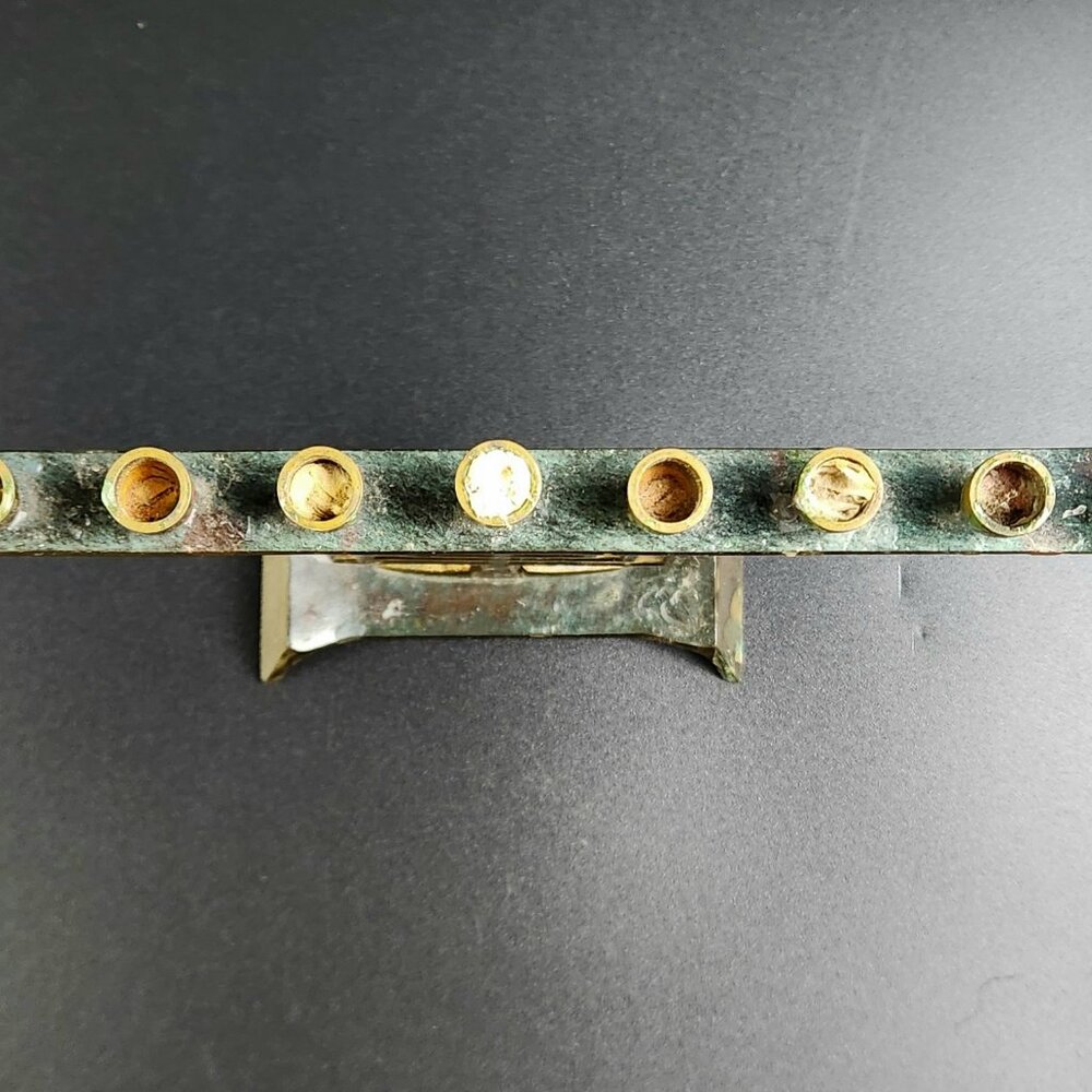 Vintage Jewish Brass Menorah - Made in Israel - Judaica Symbol - 5" Tall - Picture 7 of 10